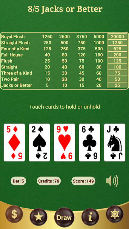 8/5 Jacks or Better Poker 스크린샷 2
