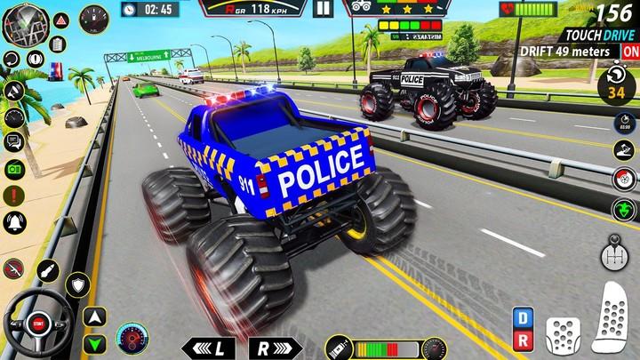 Police Monster Truck Car Games Capture d'écran 4