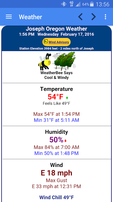 Joseph Oregon Weather Ekran Görüntüsü 1