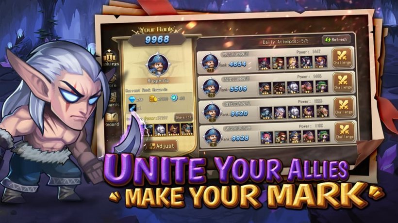 A store-page screenshot showcasing a Warcraft-style purple elf