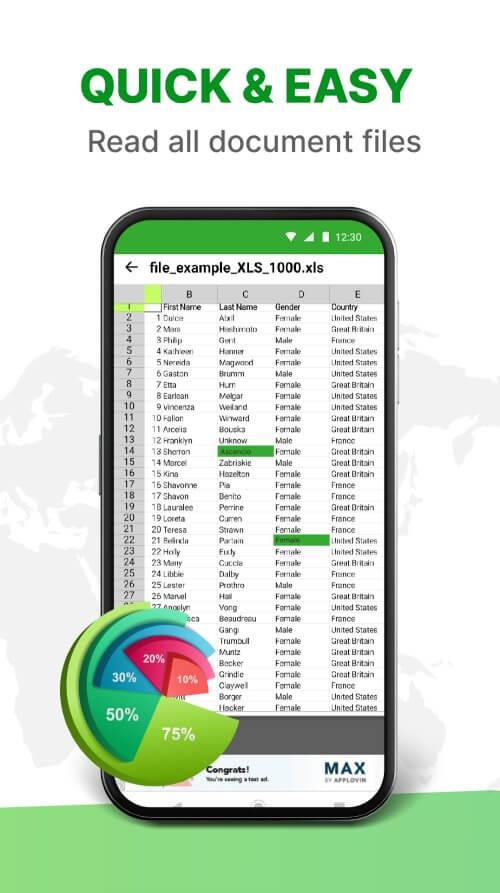 Visionneuse XLSX: Lecteur Xcel Capture d'écran 1