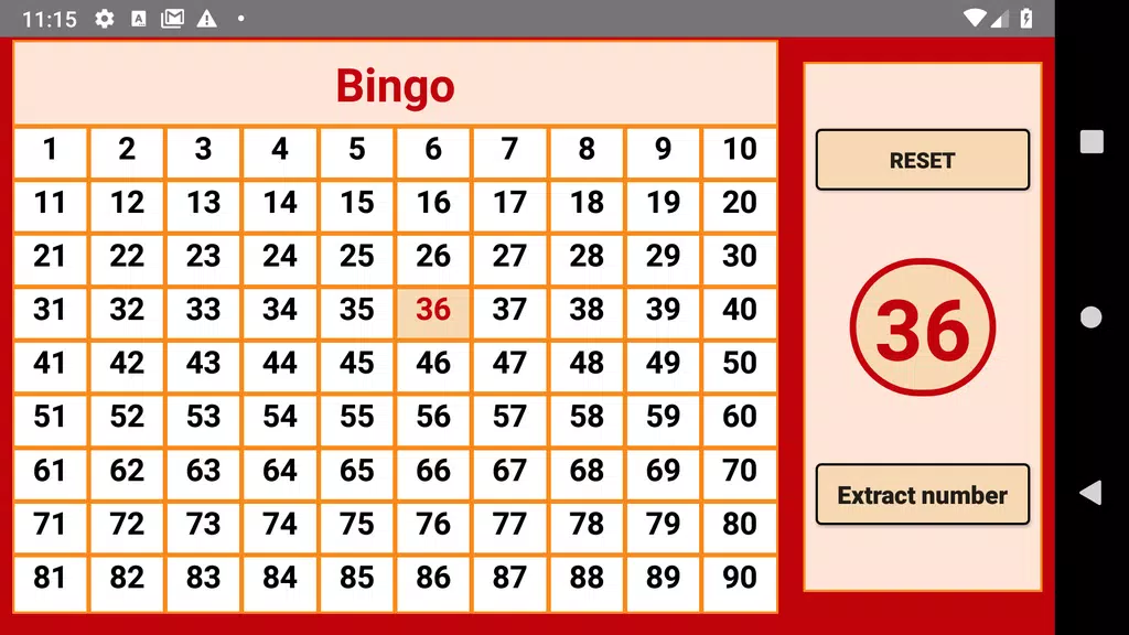 Bingo - numbers extractor - 90 numbers Schermafbeelding 1