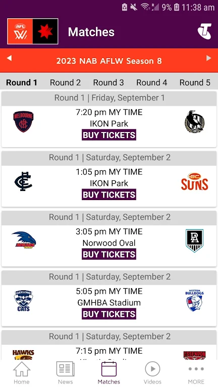 AFLW Official App Tangkapan skrin 3