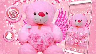 Pink Teddy Bear Theme Captura de pantalla 2