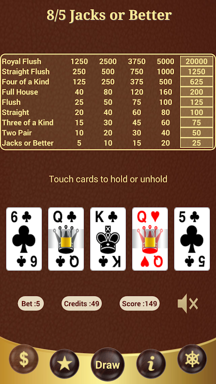 8/5 Jacks or Better Poker 스크린샷 3