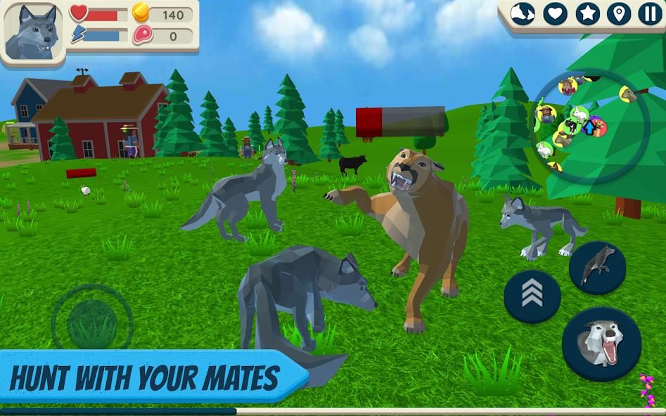 Wolf Simulator: Wild Animals 3 Mod Schermafbeelding 1