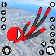 StickMan Rope Hero Spider Game Tangkapan skrin 1