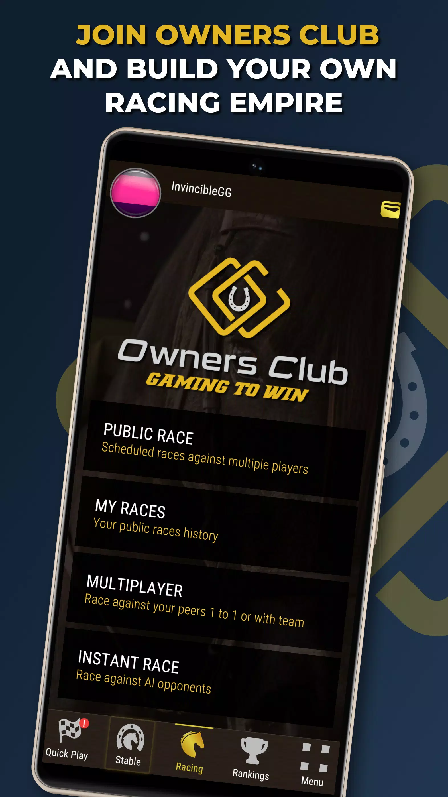 Owners Club - AI Horse Racing Schermafbeelding 1