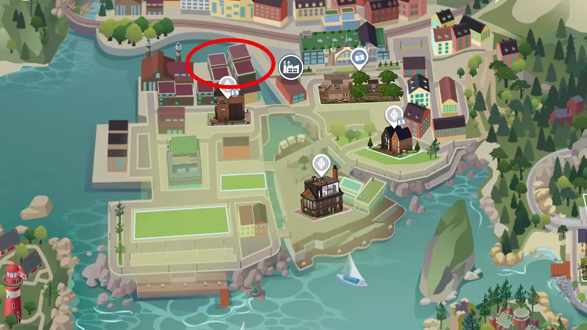 Mapa de Nordhaven destacando la probable ubicación de Trashley