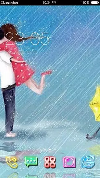 Cartoon Couple Sweet Theme HD应用截图第1张
