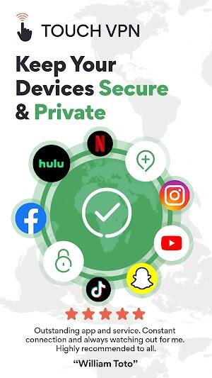 TouchVPN - VPN Proxy & Privacy Captura de tela 1