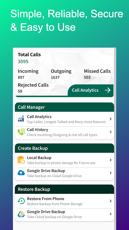 Cally - Call Backup & Recover ภาพหน้าจอ 1