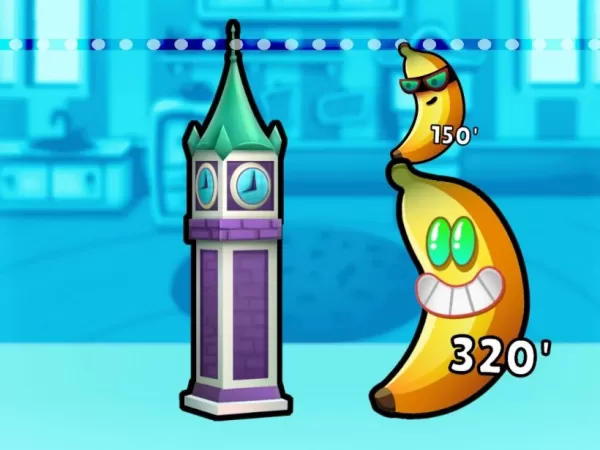 Bananen wurden gestapelt, um die Höhe von Big Ben zu messen