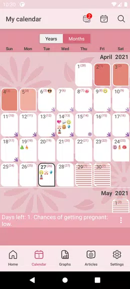 WomanLog Calendrier des règles Capture d'écran 1