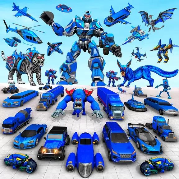 Police Tiger Robot Car Game 3d Tangkapan skrin 1