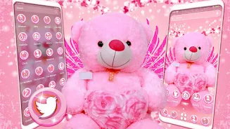 Pink Teddy Bear Theme Captura de pantalla 1