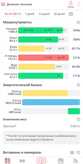 Калькулятор калорий МЗР Screenshot 2