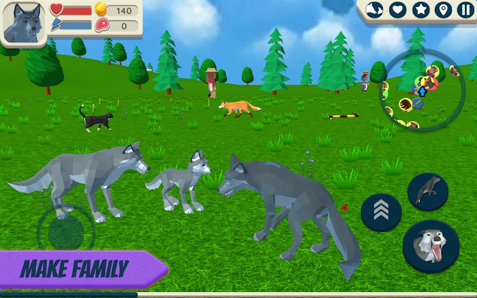 Wolf Simulator: Wild Animals 3 Mod Schermafbeelding 3