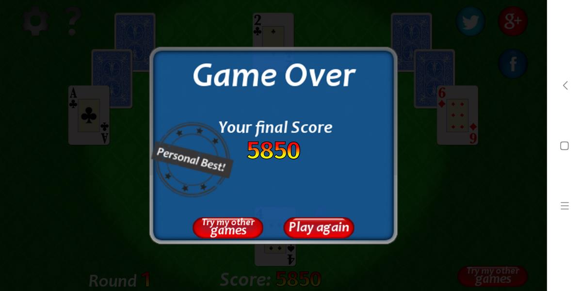 Vegas Solitaire TriPeaks Schermafbeelding 1