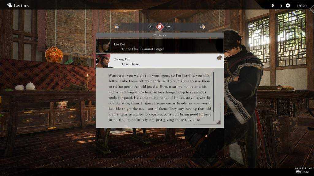 방랑자는 Dynasty Warriors : Origins의 Zhang Fei로부터 편지를받습니다.