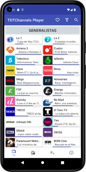 <p>TDTChannels : Profitez gratuitement de la télévision et de la radio numériques espagnoles </p>
<p>TDTChannels est une application gratuite de télévision et de radio numérique qui permet aux utilisateurs d'accéder à une variété de chaînes et de stations de radio espagnoles. Regardez ou écoutez vos émissions préférées sur votre appareil Android à tout moment et en tout lieu avec une qualité HD et une expérience visuelle fluide. </p>
<p><img src=