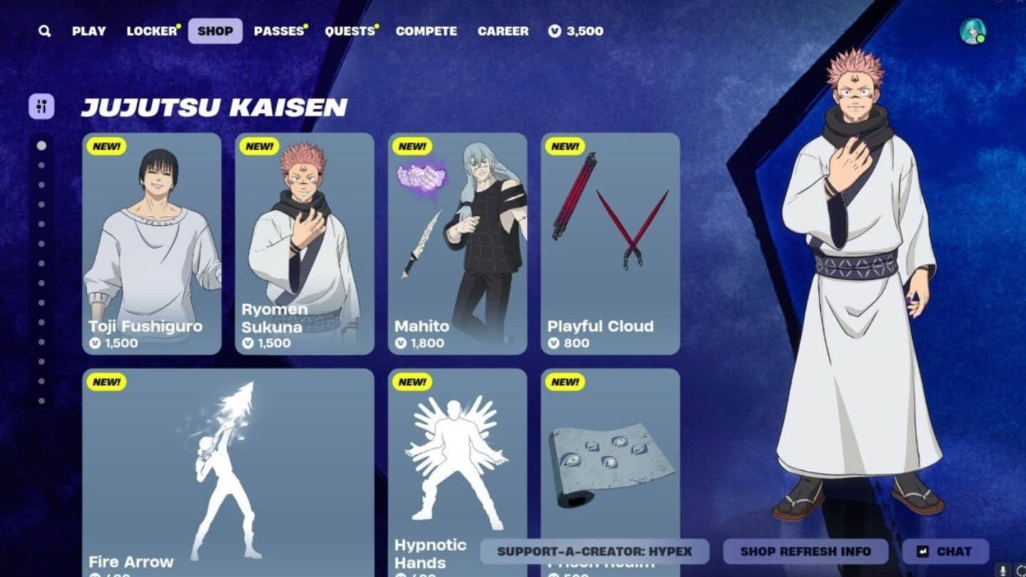 Fortnite x Jujutsu Kaisen Collaboration Skins Now Available