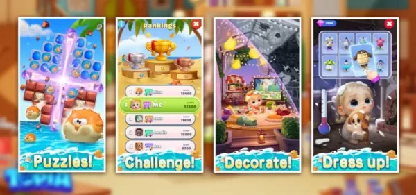 Colorful puzzle game featuring babies and customizable outfits