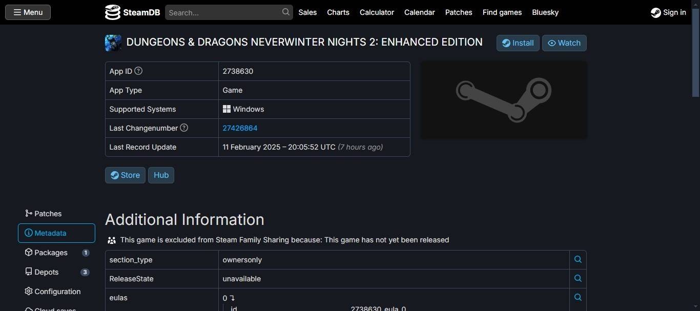 Data Miners는 Neverwinter Nights 2 Remaster의 Steam 페이지를 찾았습니다.