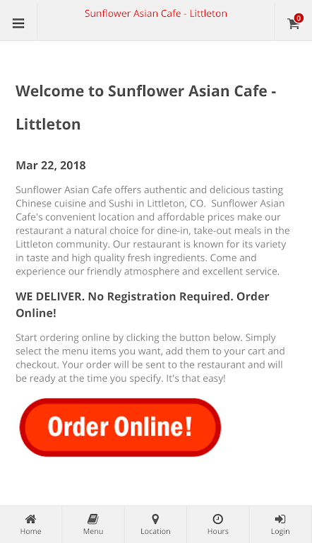 Sunflower Asian Cafe Littleton स्क्रीनशॉट 1