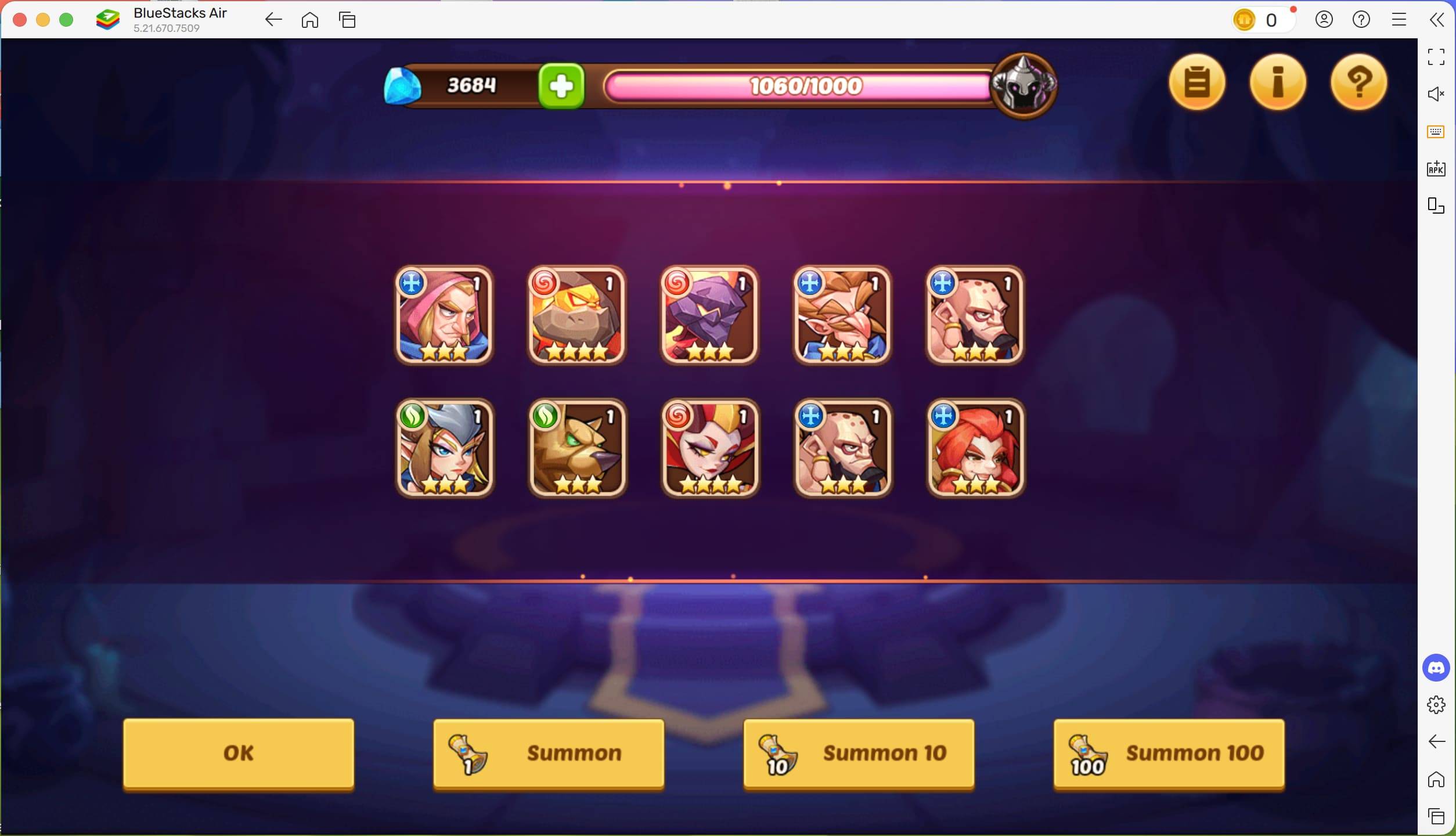 “在Mac上使用Bluestacks Air Boost閒置英雄”