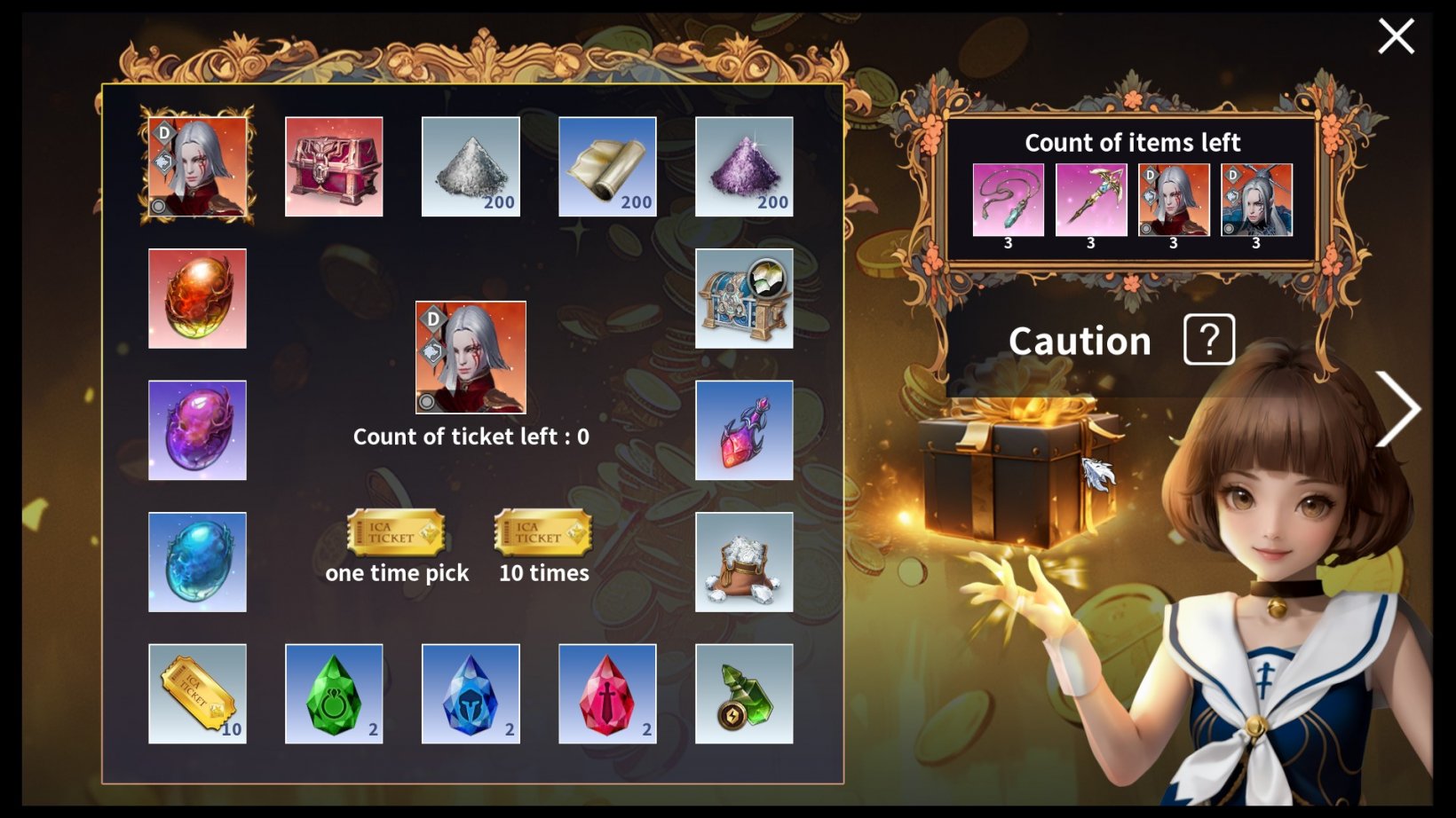 a game board with rewards like gems on it