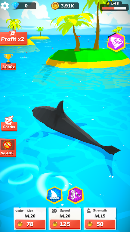 Idle Shark World - Tycoon Game स्क्रीनशॉट 1