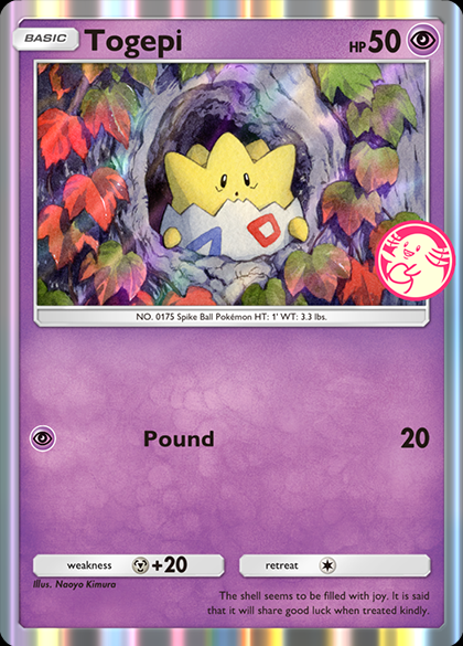 Tarjeta de promoción Tegepi con Chansey Pick Icon en Pokémon TCG Pocket