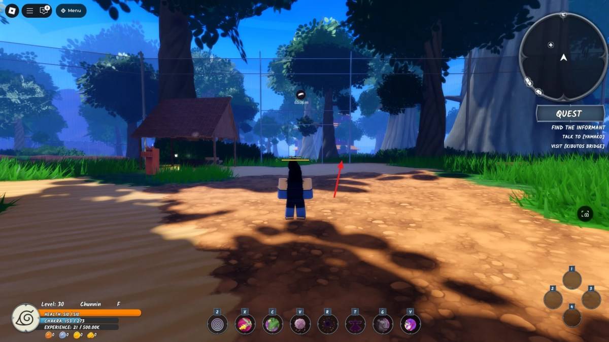 Emplacement de l'entrée de la forêt morte à Ninja Time Roblox Experience