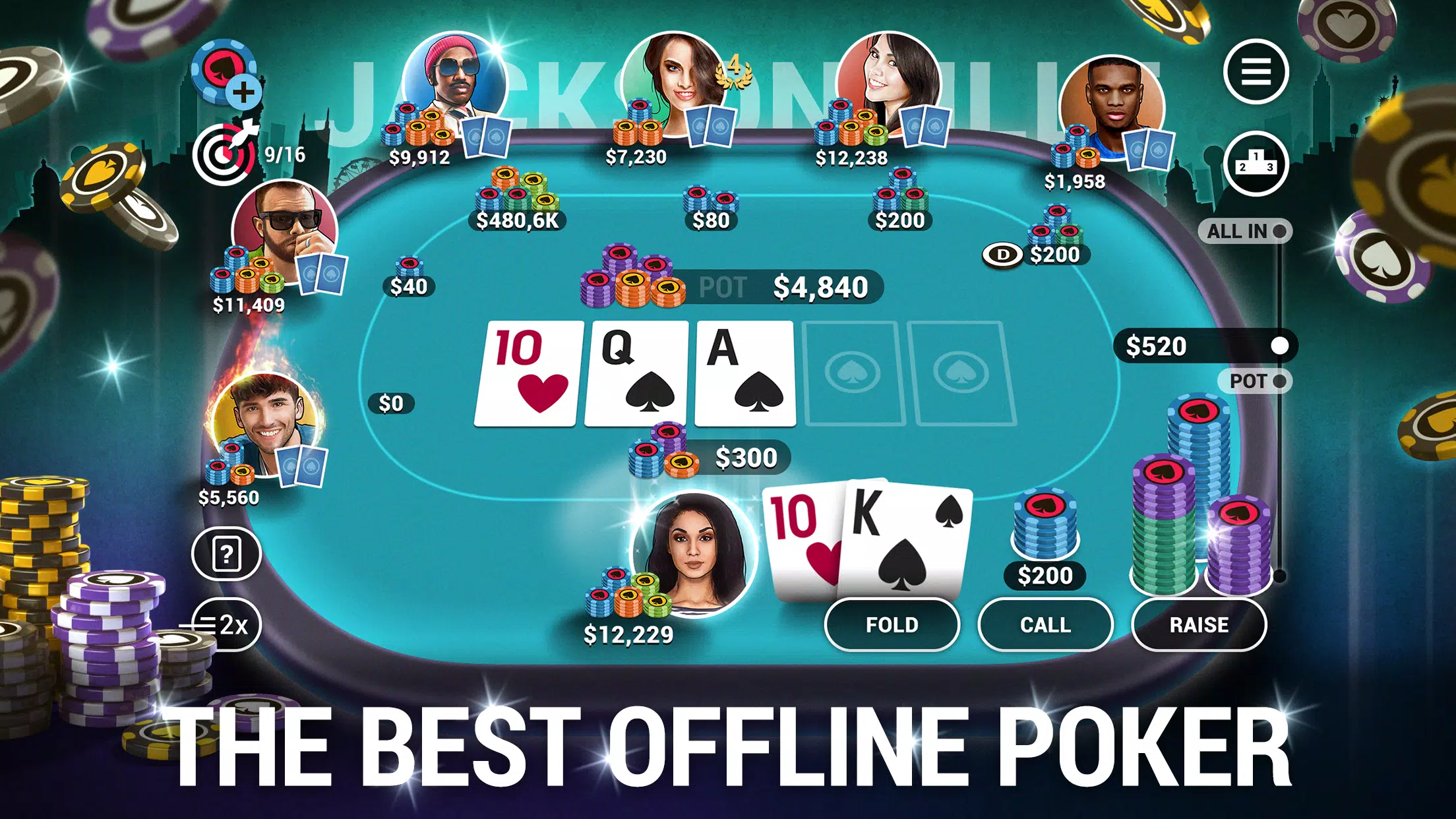 Poker World, Offline TX Holdem Schermafbeelding 1