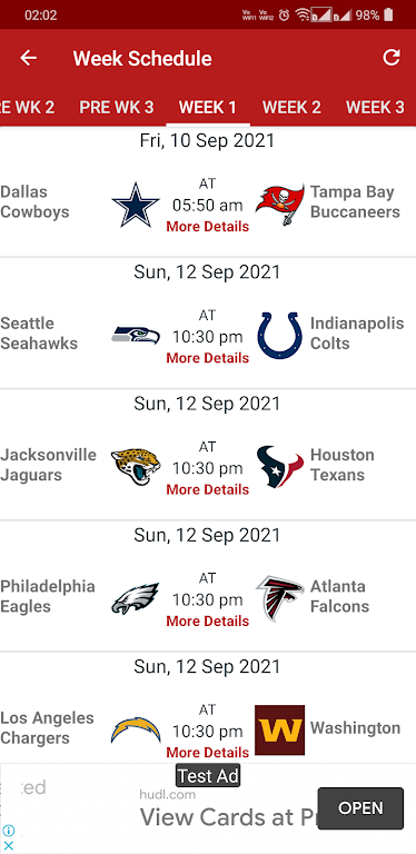 NFL 2024 Schedule Scores Capture d'écran 3