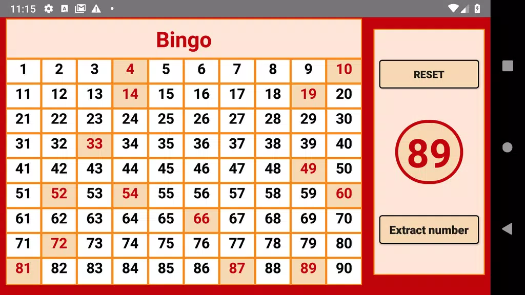 Bingo - numbers extractor - 90 numbers Schermafbeelding 2