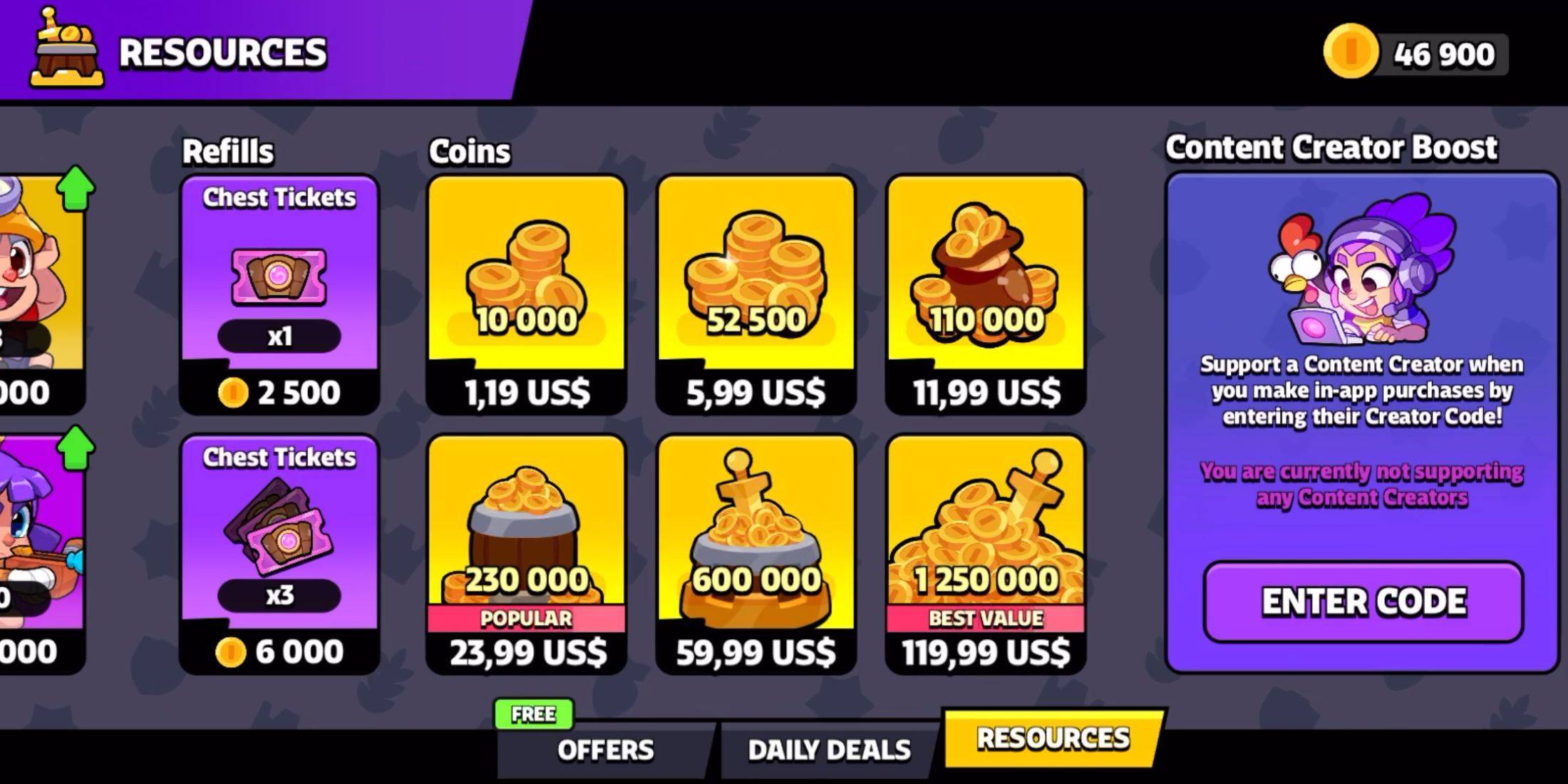 Squad Busters Shop Menu