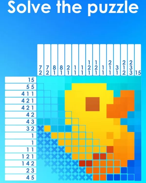 ဖြည့်ဘဲဘဲနေသော nonogram-type အမျိုးအစားပဟေ puzzle ိ၏ပုံ