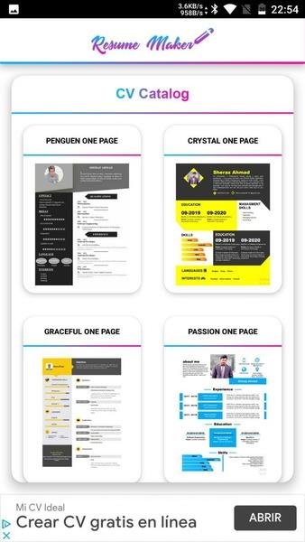 Free Resume Maker ภาพหน้าจอ 1