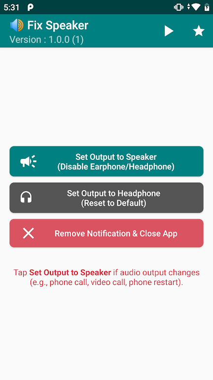 Fix Speaker - Disable Earphone スクリーンショット 1