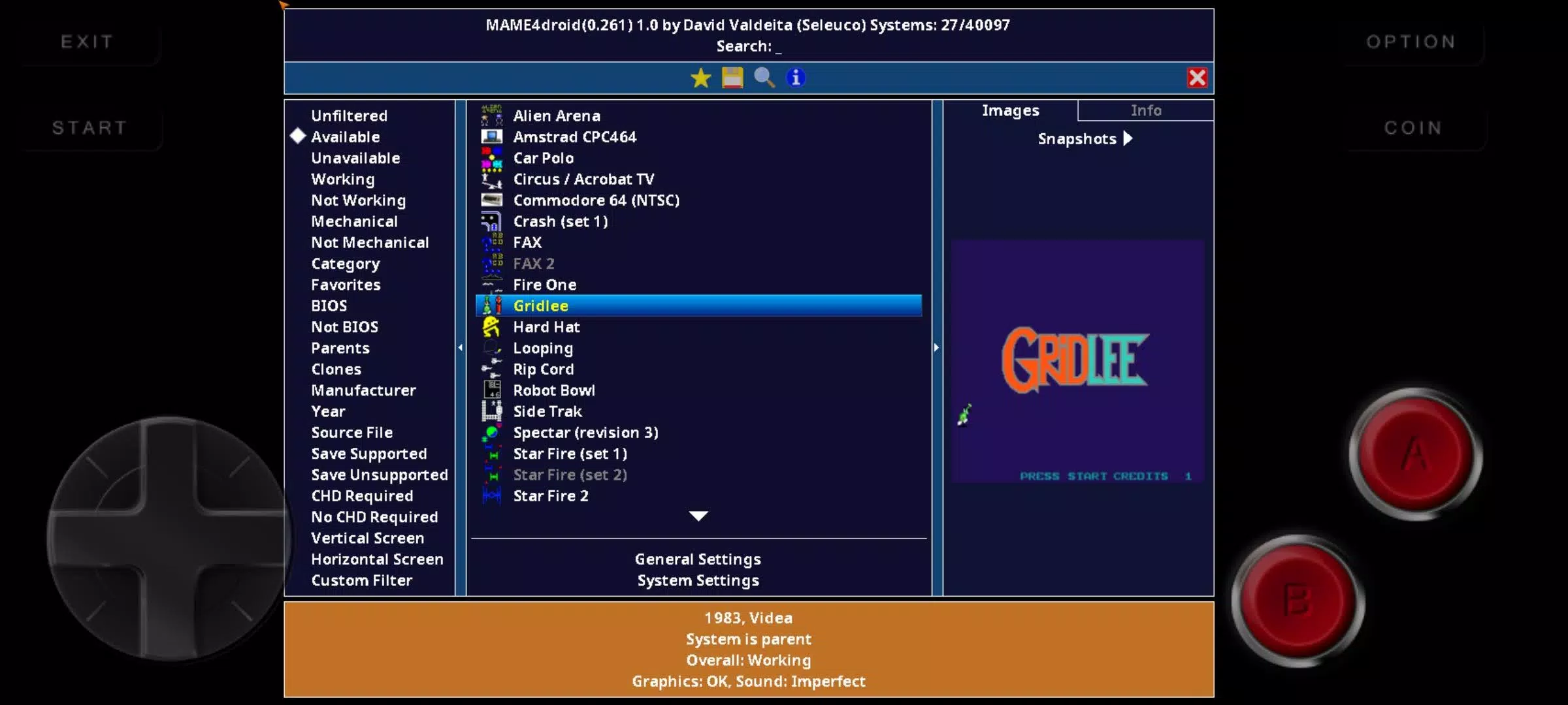 MAME4droid  2024 (0.270) Capture d'écran 2