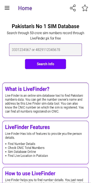 Live Finder SIM Database pk Tangkapan skrin 2